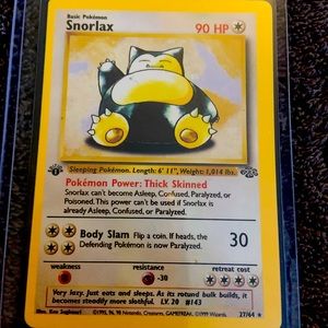 1999 Snorlax 1st Edition 27/64 Base Set Pokemon Card